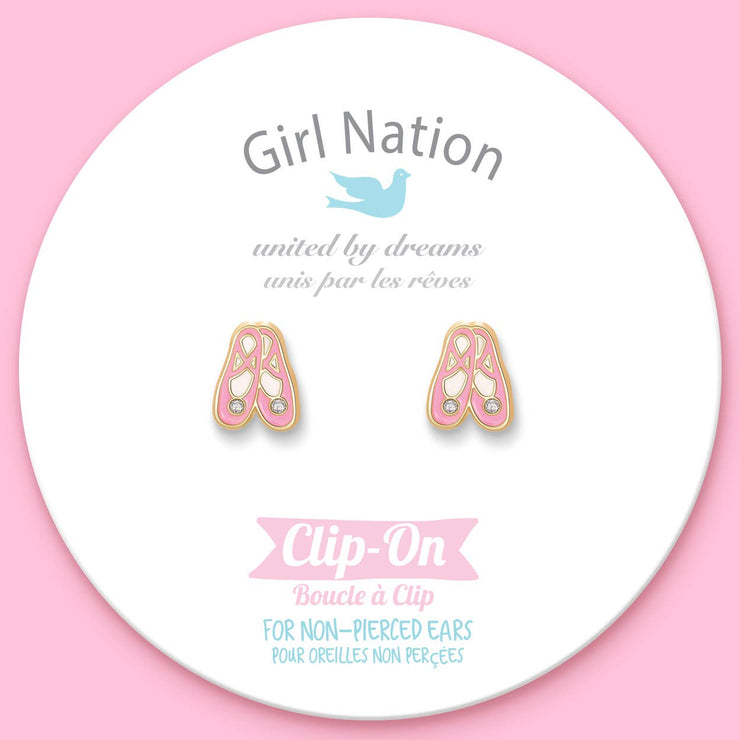CLIP ON Cutie Earrings- Ballet Slippers