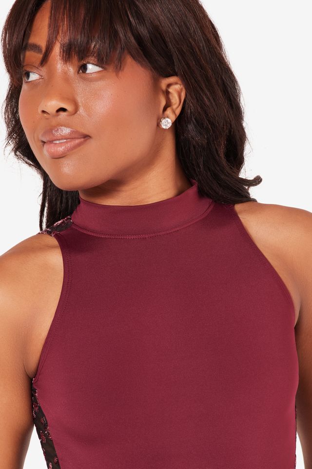 F12403W Embellish High Neck Leotard