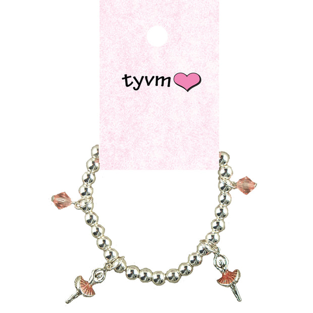 17522-BRC Ballerina w/Pink Beads Bracelet