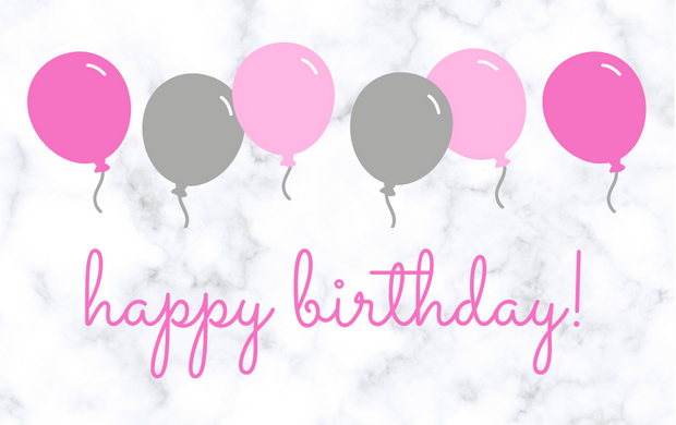 Gift Card- Birthday Pink/Grey Balloons