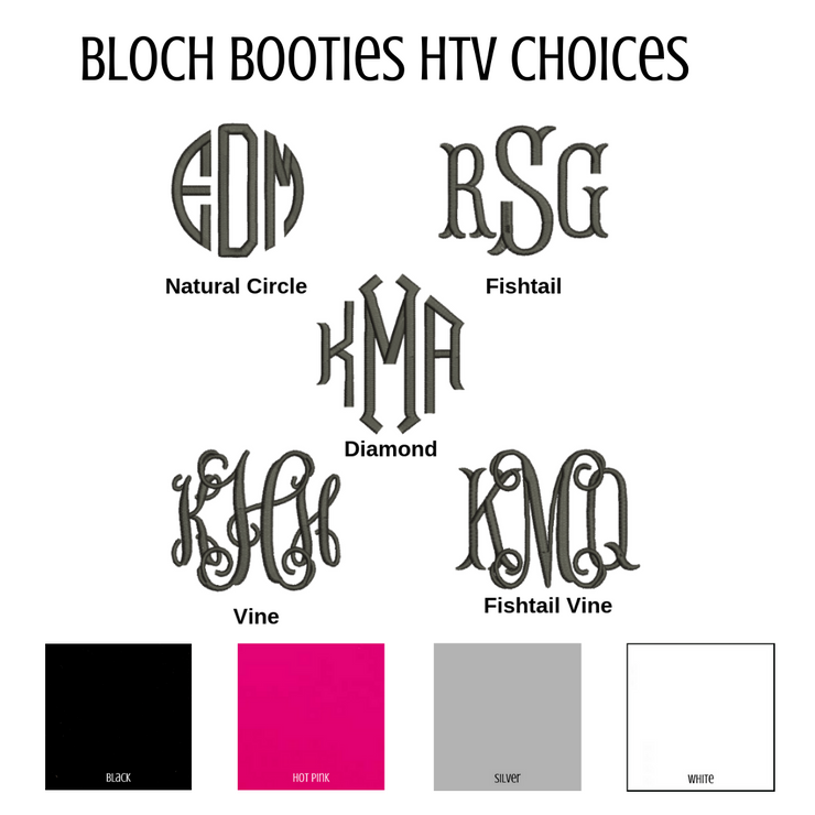 Bloch Booties Heat Transfer Vinyl Fonts and Colors