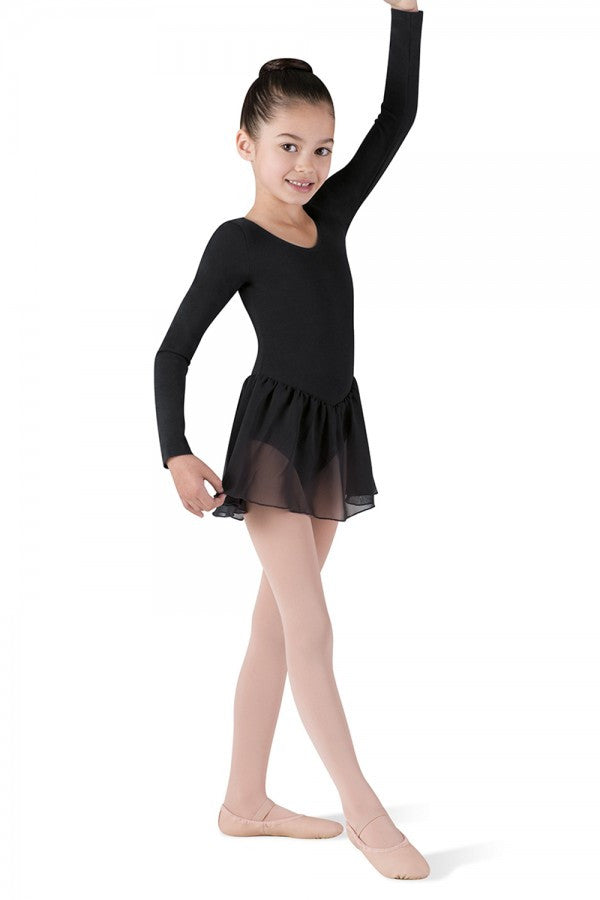 long sleeve leotard dress Tri-Colored Long Sleeve Skirted Leotard, Burgundy/Black/Gold