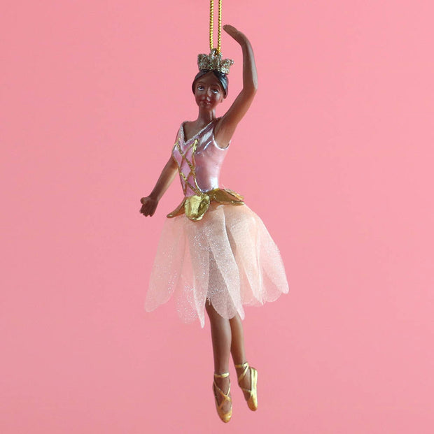 African American Rose Gold Ballerina Tutu Ornament