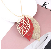 Gold-Tone Multi Tiered Leaf Necklace