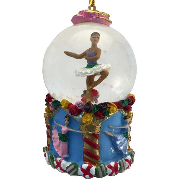 Mini African American Flower Dancer Snow Globe Ornament