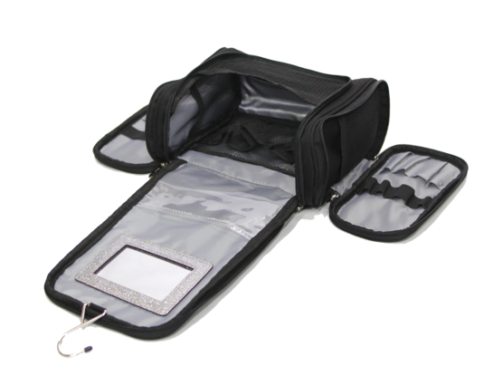 Glam'r Gear Hanging Travel Cosmetics Makeup Bag Dark Sparkle Black
